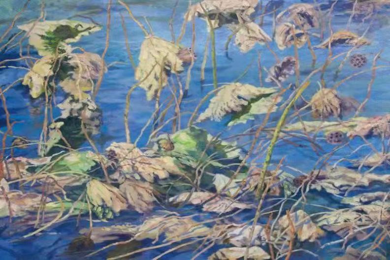 《秋荷殘影》布面油畫(huà) 2014年 900&times;650 孫亮