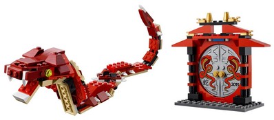 套裝可以拼搭出“蛇”和帶有蛇形圖案的傳統(tǒng)中式拱門，盡顯樂(lè)高的中國(guó)元素