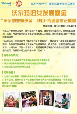 沃爾瑪“為創(chuàng)業(yè)母親喝彩，傳播勵(lì)志正能量”微博線上活動(dòng)海報(bào)